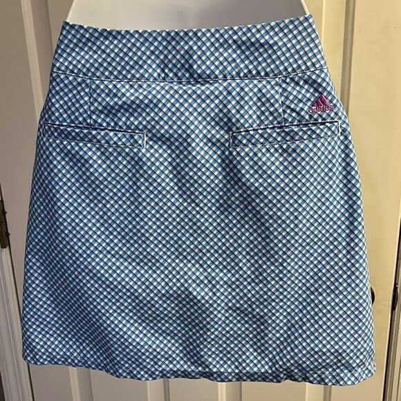 Adidas Women’s Sporty Plaid Skort with Built-In White Mesh Zip-Up Shorts- Size 4 - Picture 8 of 15